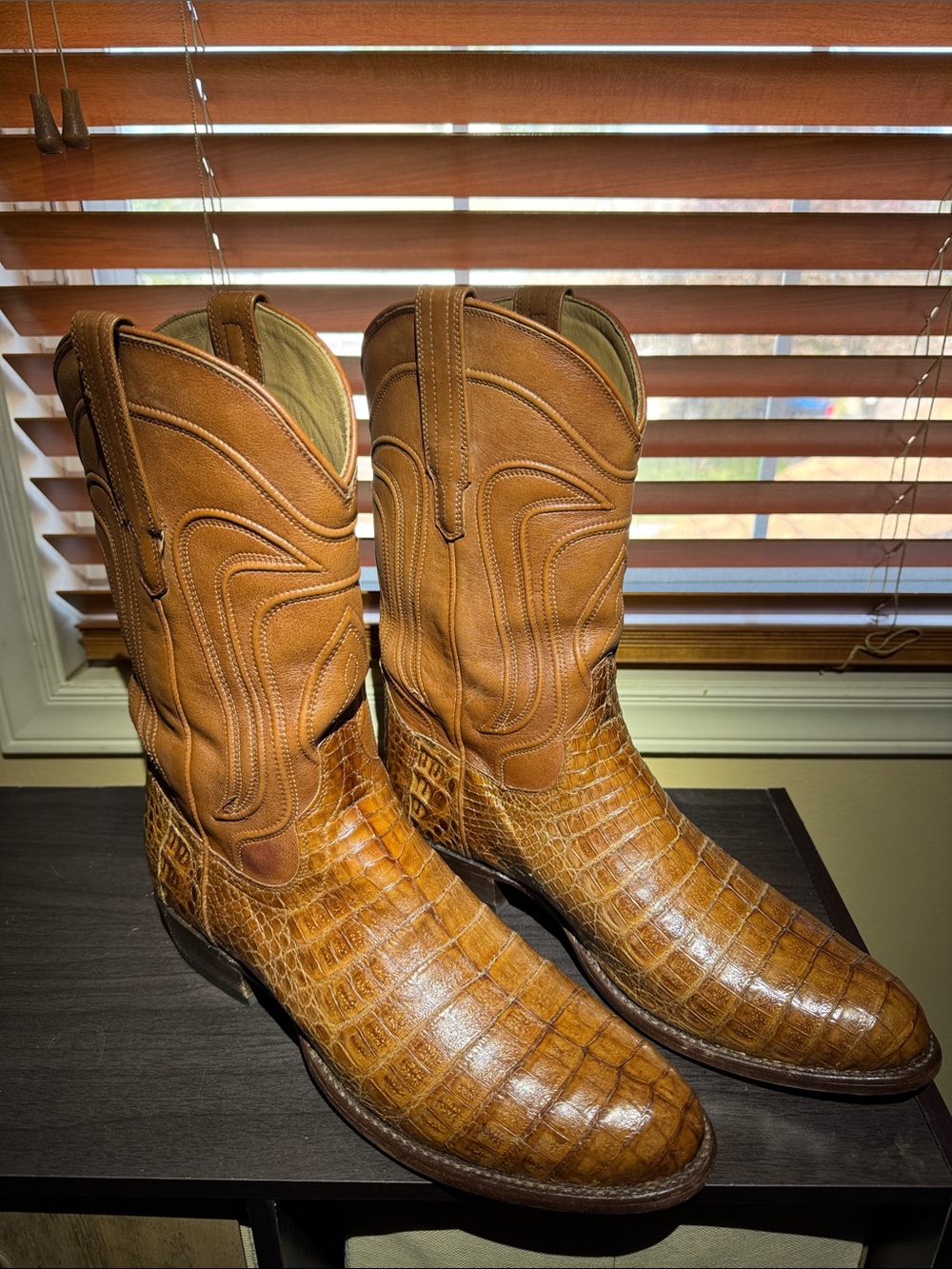 Tecovas Brown Caiman Leather Cowboy Boots